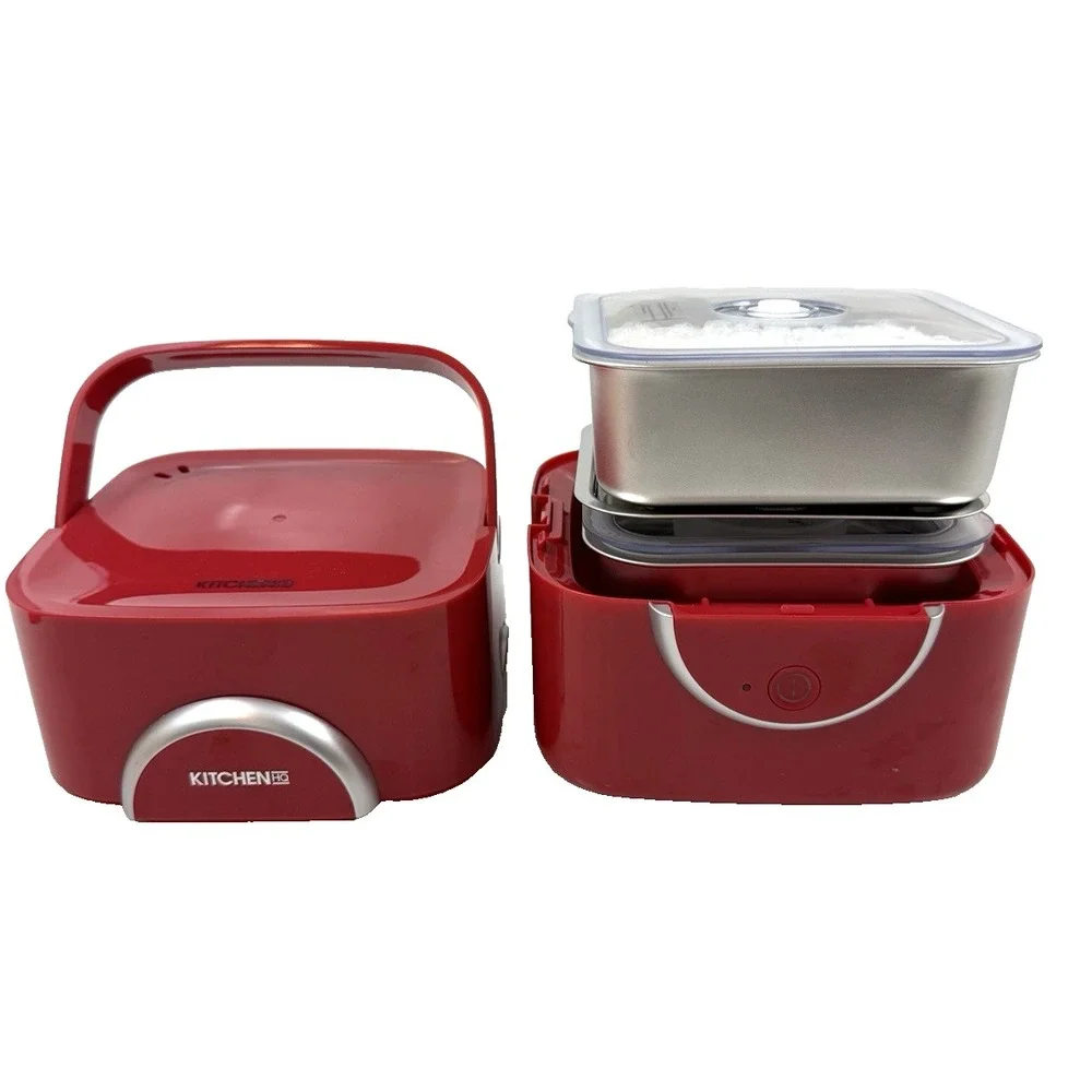 Electric Lunch Box Red by Kitchen HQ with Vacuum Sealed Trays TESTED and WORKING